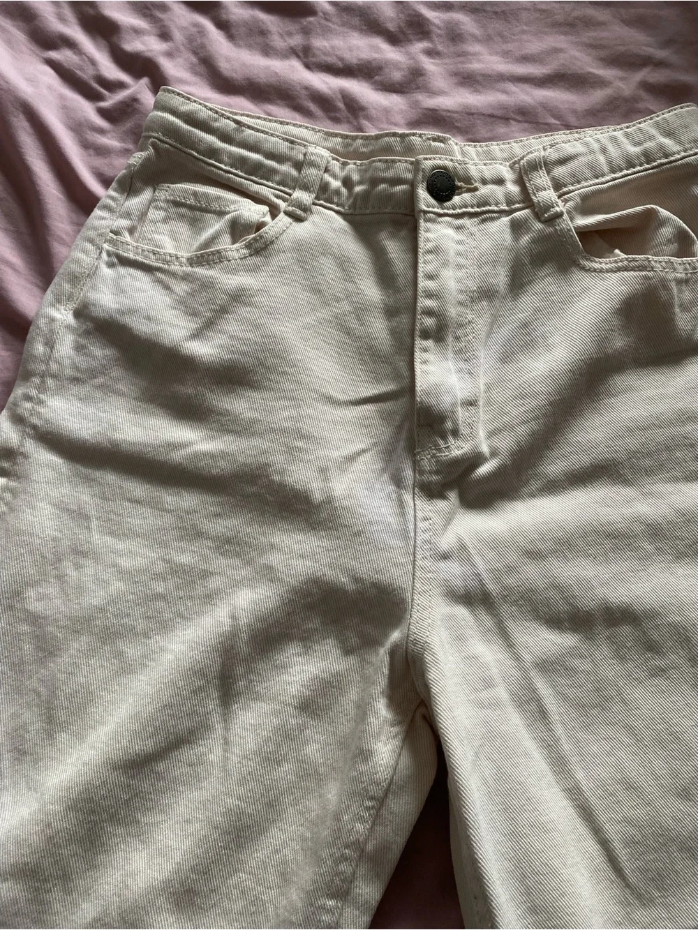 Women's Cream Wide-Leg Jeans